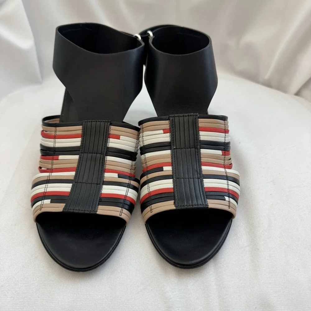 VIA‎ SPIGA Justine 2 Woven Heel 100% Leather Sandal 9M/39EU MADE IN ITALY